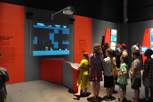 Kids at the Art of Video Games exhibition. 